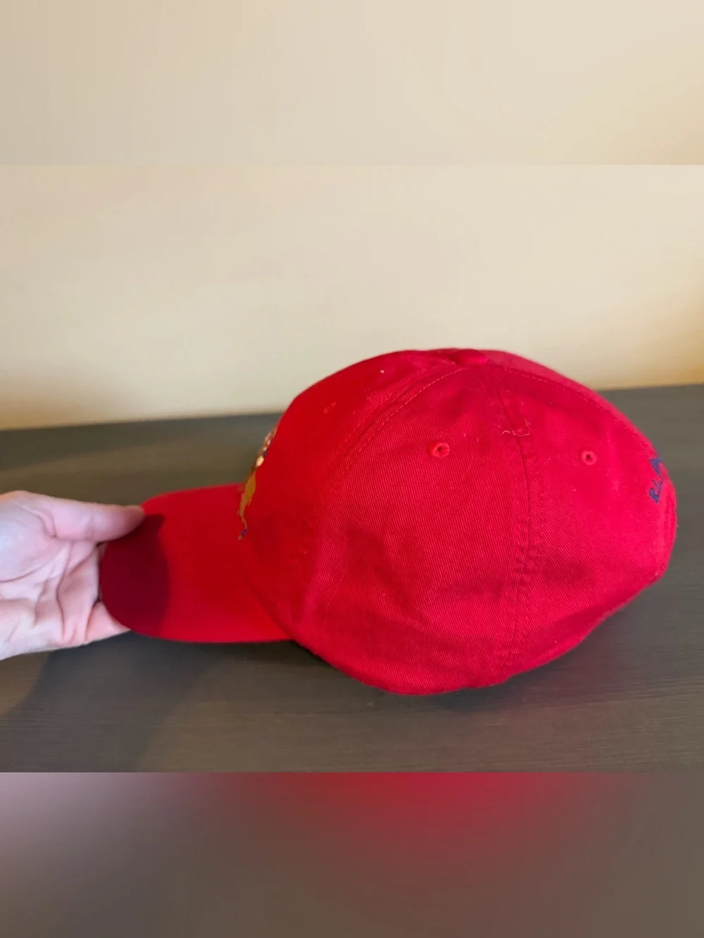 Ralph Lauren Boys Triple Pony Bright Red Polo Player Embroidered Cap